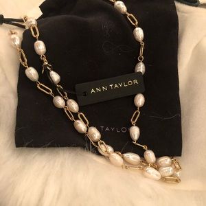 NWT Ann Taylor Pearl Necklace and Earring Set